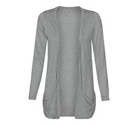 FAIRY BOUTIQUE Ladies Long Sleeve Pocket Boyfriend Cardigan Womens Open Front Plain Casual Party Wear Cardigan Top Light Grey