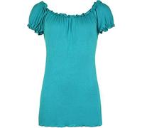 FAIRY BOUTIQUE Ladies Off Shoulder Gathered T Shirt Tops Womens Gypsy Boho Ruched Elasticated Stretch Top Turquoise