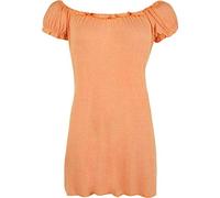FAIRY BOUTIQUE Ladies Off Shoulder Gathered T Shirt Tops Womens Gypsy Boho Ruched Elasticated Stretch Top Peach
