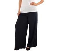 FAIRY BOUTIQUE Ladies Plain Printed Wide Leg Crepe Palazzo Trousers Womens Plus Size Casual Flared Pants Black 16-18