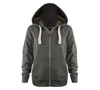 FAIRY BOUTIQUE Ladies Plain Zip Up Plus Size Hoodie Womens Hooded Top Long Sleeves Front Pockets Soft Stretchable Comfortable Hoodie (Charcoal UK 30-32)