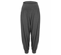 FAIRY BOUTIQUE Ladies Plus Size Harem Trousers Full Length Stretch Casual Pants Girls Baggy Trousers for Yoga Summer Beach (Charcoal UK 12-14 Womens)