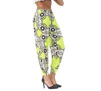 FAIRY BOUTIQUE Ladies Plus Size Harem Trousers Full Length Stretch Casual Pants Girls Baggy Trousers for Yoga Summer Beach (Yellow Chain UK 24-26)