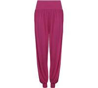 FAIRY BOUTIQUE Ladies Plus Size Harem Trousers Full Length Stretch Casual Pants Girls Baggy Trousers for Yoga Summer Beach (Magenta UK 12-14 Womens)