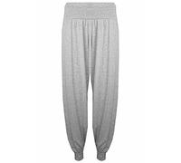 FAIRY BOUTIQUE Ladies Plus Size Harem Trousers Full Length Stretch Casual Pants Girls Baggy Trousers for Yoga Summer Beach (Light Grey UK 24-26 Womens)