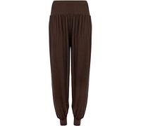 FAIRY BOUTIQUE Ladies Plus Size Harem Trousers Full Length Stretch Casual Pants Girls Baggy Trousers for Yoga Summer Beach (Dark Brown UK 20-22 Womens)