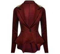 FAIRY BOUTIQUE Ladies Plus Size Studded Shoulder Blazer Jacket Womens Peplum Frill One Button Jacket 8-26