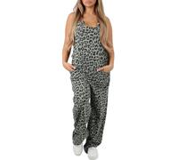 FAIRY BOUTIQUE Ladies Sleeveless Adjustable Strap Leopard Print Jumpsuit Womens Sexy Look Loose Fit Italian Dungarees Cami Playsuit (Animal Print Khaki One Size