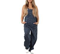 FAIRY BOUTIQUE Ladies Sleeveless Adjustable Strap Leopard Print Jumpsuit Womens Sexy Look Loose Fit Italian Dungarees Cami Playsuit (Animal Print Navy One Size