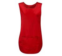 FAIRY BOUTIQUE Ladies Sleeveless Plain Pocket Apron Womens Cleaning Vest Top Catering Work Wear Tabard (Red Medium)