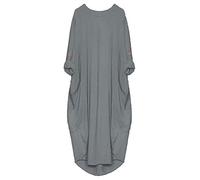 FAIRY BOUTIQUE Ladies Womens 2 Side Pockets Italian Tunic Dress Turn Up Sleeve Lagen Look Dress (Charcoal UK 24-26)