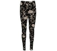 FAIRY BOUTIQUE Leggings for Women Soft Elastic Full Length Leggings, Plus Size Workout Gym Yoga Stretchy Pants(Rose Skull UK 12-14)