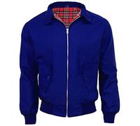 FAIRY BOUTIQUE Mens Classic Harrington Jacket Adults Long Sleeve 1970s Retro Scooter Coat Zip Up Bomber Jacket Plus Size (Royal Blue Small)