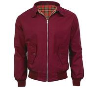 FAIRY BOUTIQUE Mens Classic Harrington Jacket Adults Long Sleeve 1970s Retro Scooter Coat Zip Up Bomber Jacket Plus Size (Wine 4XLarge)