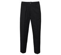 FAIRY BOUTIQUE Mens Elasticated Waist Rugbi Trousers Adults Full Length Smart Pockets with Button Casual Pants (Black Length 29 / Waist 48)