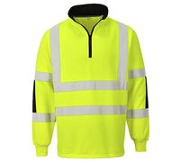 FAIRY BOUTIQUE Mens Hi Vis Quarter Zip Sweatshirt Adults High Visibility Pull Over Sweater Fleece Jumper Work Wear Top (Yellow/Black Large)