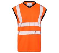 FAIRY BOUTIQUE Mens High Visibility Mesh Vest Top Hi Vis Reflective Tape 2 Tone T Shirt Sleeveless Work Utility Safety Tank Tops (Orange 2X-Large)