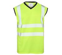 FAIRY BOUTIQUE Mens High Visibility Mesh Vest Top Hi Vis Reflective Tape 2 Tone T Shirt Sleeveless Work Utility Safety Tank Tops (Yellow 2X-Large)