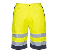 FAIRY BOUTIQUE Mens High Visibility Shorts Adults Hi Viz Reflective Tape Bottom Shorts Phone Pen Tool Pocket Shorts Yellow