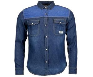 FAIRY BOUTIQUE Mens Long Sleeves Stud Button Down Top Adults Contrast Stitching Denim Collared Shirts
