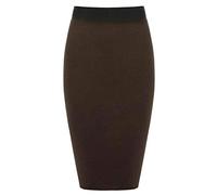 FAIRY BOUTIQUE Plain Pencil Skirt with Elasticated Waist Womens Bodycon Midi Skirt Ladies Knee Length Skirt(Brown UK 16-18)