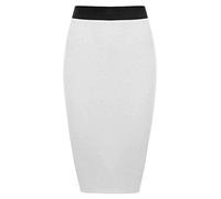 FAIRY BOUTIQUE Plain Pencil Skirt with Elasticated Waist Womens Bodycon Midi Skirt Ladies Knee Length Skirt(White UK 20-22)