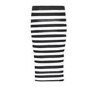 FAIRY BOUTIQUE Plain Pencil Skirt with Elasticated Waist Womens Bodycon Midi Skirt Ladies Knee Length Skirt(Horizontal Stripe UK 20-22)