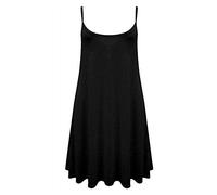 FAIRY BOUTIQUE Plus Size Womens Sleeveless Strappy Printed Cami Swing Tops Ladies Mini Dress Camisole Vest Top Black