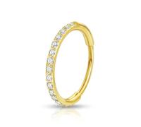 FAIRY BOUTIQUE Single Row CZ Nose Ring Hoop Stainless Steel Zircon Septum Clicker Ring Hypoallergenic Cartilage Tragus Helix Piercing Jewellery For Women and Men (Gold, 1.2mm x 10mm)