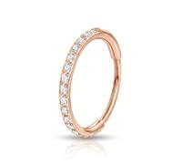 FAIRY BOUTIQUE Single Row CZ Nose Ring Hoop Stainless Steel Zircon Septum Clicker Ring Hypoallergenic Cartilage Tragus Helix Piercing Jewellery For Women and Men (Rose Gold, 1.2mm x 10mm)