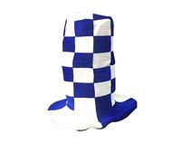 FAIRY BOUTIQUE Unisex Blue White Check Tall Long Wacky Hat Adults Red & White Print Christmas Party Hat Accessory