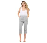 FAIRY BOUTIQUE Women Cherry Berry Capri 3/4 Trousers, Ladies Elasticated Cotton Stretch Cropped Bottom Pants (Grey, 10)