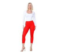 FAIRY BOUTIQUE® Women Cropped 3/4 Length Cotton Legging Soft Extra Comfort Summer Elastic Waist Capri Pants (Red, 16)