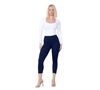 FAIRY BOUTIQUE® Women Cropped 3/4 Length Cotton Legging Soft Extra Comfort Summer Elastic Waist Capri Pants (Navy, 12)