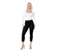 FAIRY BOUTIQUE® Women Cropped 3/4 Length Cotton Legging Soft Extra Comfort Summer Elastic Waist Capri Pants (Black, 14)
