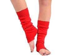 FAIRY BOUTIQUE Women’s 80s fancy Knitted Leg Warmers - Long Ribbed Stretch Ankle & Boot Warmers for Ladies - Winter, Dance, Ballet, Yoga, Stirrup Style, 80s Fancy Dress Accessories, (RED)