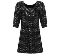 FAIRY BOUTIQUE Womens 3/4 Sleeve Polka Dot Sequin Tunic Shiny Flared Top Ladies Plus Size Swing Dress Mini Dress (Silver UK 18)