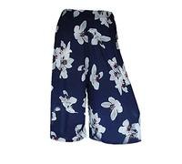 FAIRY BOUTIQUE Womens 3/4 Three Quarter Cropped Trousers Ladies Plain Elasticated Waist Wide Leg Crop Pants Culottes