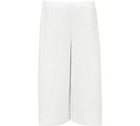 FAIRY BOUTIQUE Womens 3/4 Three Quarter Cropped Trousers Ladies Plain Elasticated Waist Wide Leg Crop Pants Culottes White