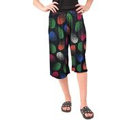 FAIRY BOUTIQUE Womens 3/4 Three Quarter Cropped Trousers Ladies Plain Elasticated Waist Wide Leg Crop Pants Culottes