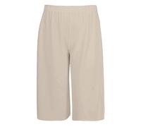 FAIRY BOUTIQUE Womens 3/4 Three Quarter Cropped Trousers Ladies Plain Elasticated Waist Wide Leg Crop Pants Culottes Beige