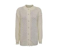 FAIRY BOUTIQUE Womens Aran Cable Knitted Long Sleeve Cardigan Ladies 7 Button 2 Pockets Round Neck Cardigan Cream