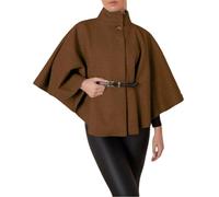 FAIRY BOUTIQUE Womens Batwing Sleeves Belted Cape Coat Turtle Neck Jacket Ladies Front Button Belted Cape Coat Casual Winter Jumper Top