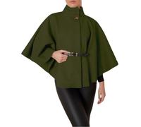 FAIRY BOUTIQUE Womens Batwing Sleeves Belted Cape Coat Turtle Neck Jacket Ladies Front Button Belted Cape Coat Casual Winter Jumper Top