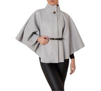FAIRY BOUTIQUE Womens Batwing Sleeves Belted Cape Coat Turtle Neck Jacket Ladies Front Button Belted Cape Coat Casual Winter Jumper Top