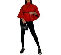 FAIRY BOUTIQUE Womens Batwing Sleeves Belted Cape Coat Turtle Neck Jacket Ladies Front Button Belted Cape Coat Casual Winter Jumper Top