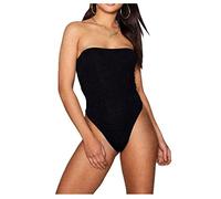 FAIRY BOUTIQUE Womens Boob Tube Sleeveless Bodysuit Ladies Plain Bandeau Neck Stretchy Leotard Top