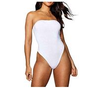 FAIRY BOUTIQUE Womens Boob Tube Sleeveless Bodysuit Ladies Plain Bandeau Neck Stretchy Leotard Top
