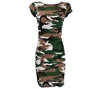 FAIRY BOUTIQUE Womens Cap Sleeve Bodycon Stretch Midi Dress Ladies Round Neck Fancy Parties Wear Dress Camouflage