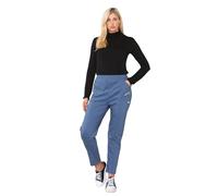 FAIRY BOUTIQUE® Womens Cherry Berry Full Length Trousers - Ladies Plain Stretchy Elasticated Waist Summer Bottom Pants (Indigo, 18)